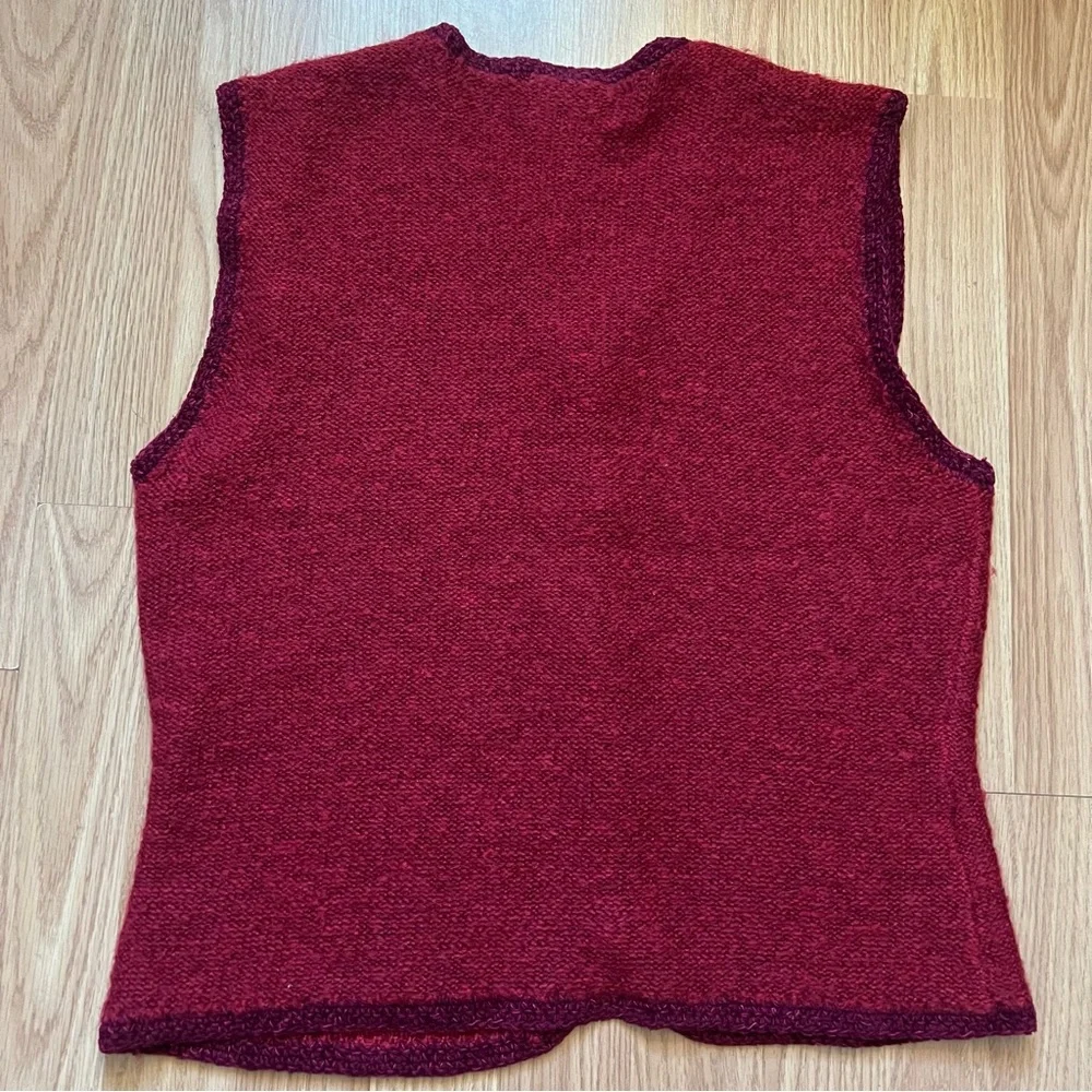 Vintage 90s Susan Bristol Wool Blend Sweater Vest Hand Embroidered Womens Size S